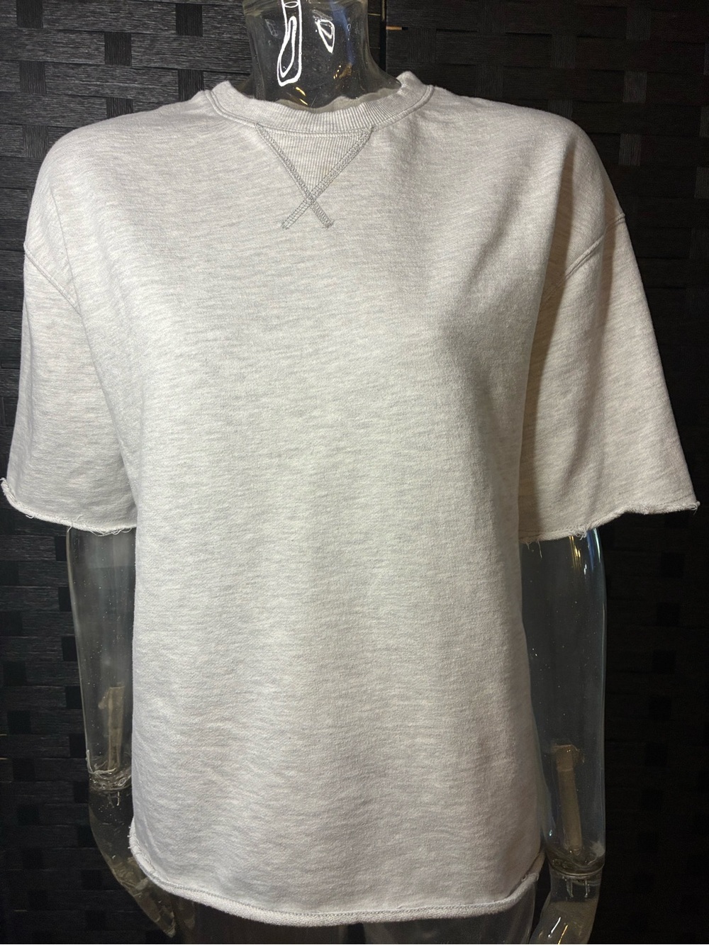 Zara Light Gray Short-Sleeve Crewneck Sweatshirt